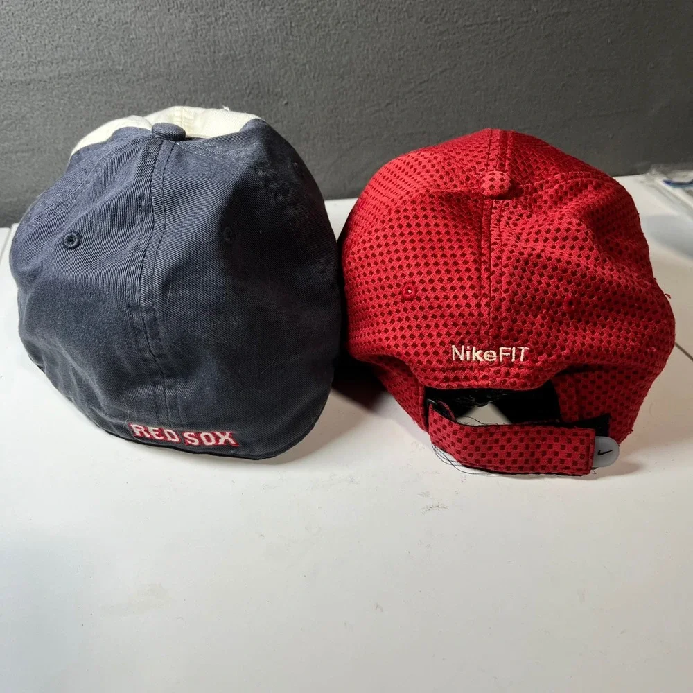 Boston Red Sox Hat Bundle Nike NikeFIT Red Mesh & Twins Enterprise Fitted Navy